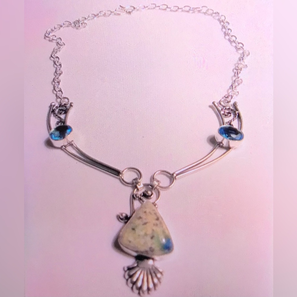 K2 Jasper Blue Topaz 925 Sterling Silver Necklace